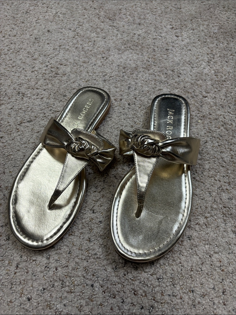 Jack Rogers Metallic Gold Knot Toe-Post Sandals